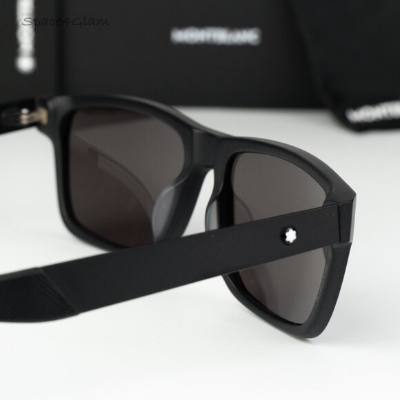 Montblanc Women Sunglasses Matte Black Grey Rectangle MB0299S 005 NEW AUTHENTIC main image 3